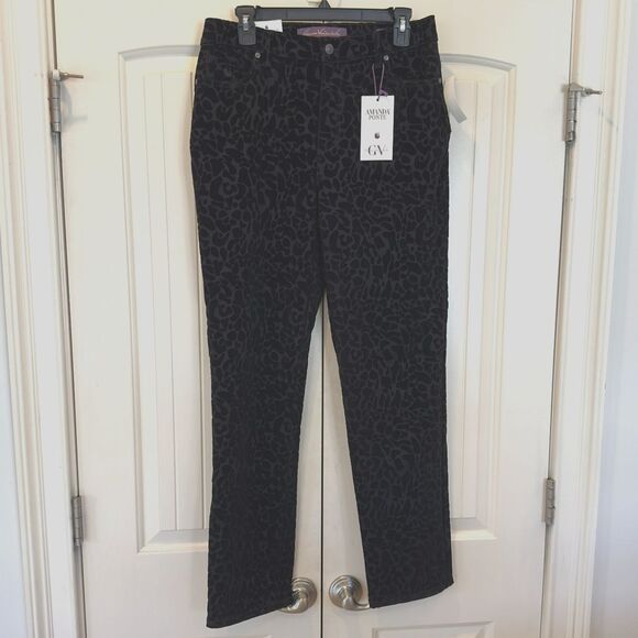 Women's Amada Ponte 'Amanda' Blk & Gray Leopard Print Stretch Jeans Wms Sz. 10 - Picture 2 of 3